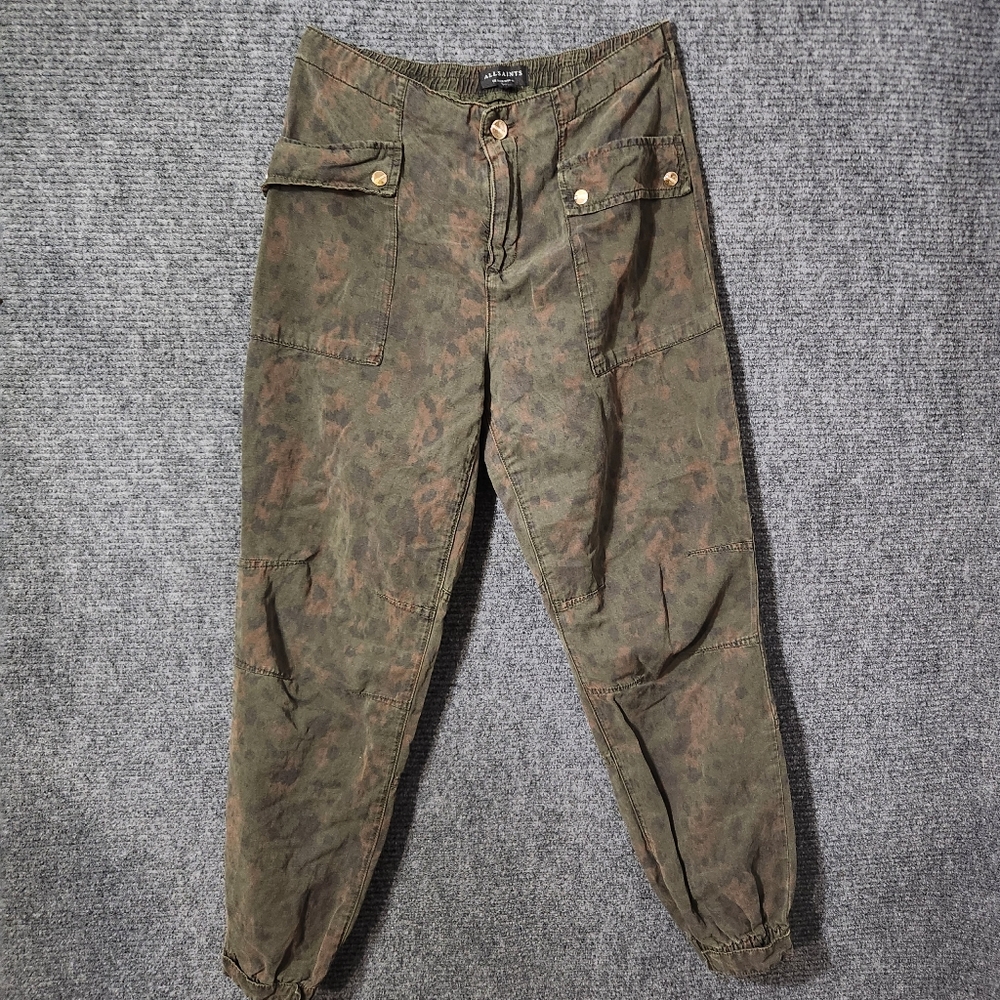 AllSaints Val Utility Tapered Trouser Jogger  Green Mid Size 10